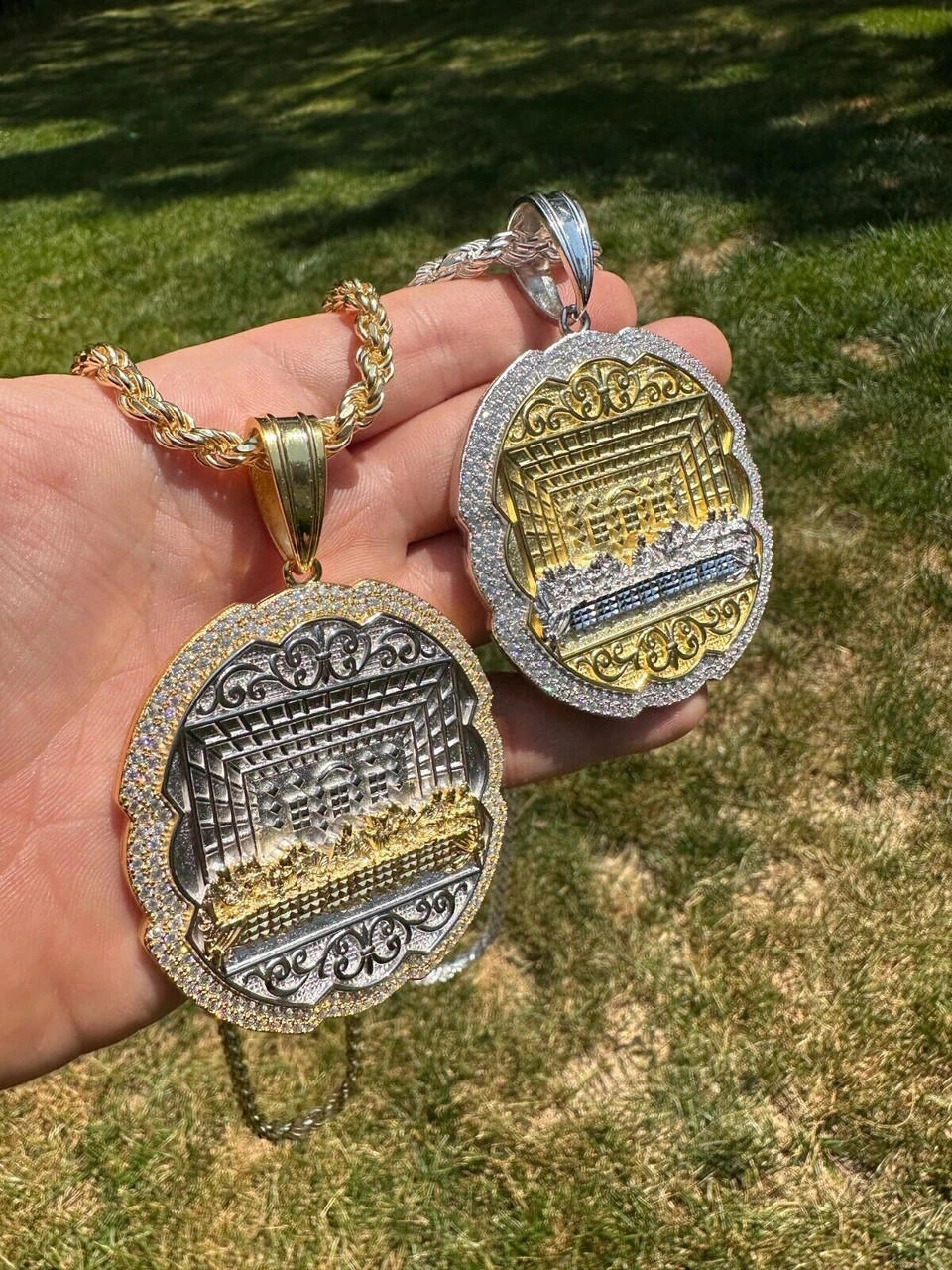 Large MOISSANITE 925 Silver Iced Jesus Last Supper Pendant Necklace Medallion 19 Large MOISSANITE 925 Silver Iced Jesus Last Supper Pendant Necklace Medallion - Image 17