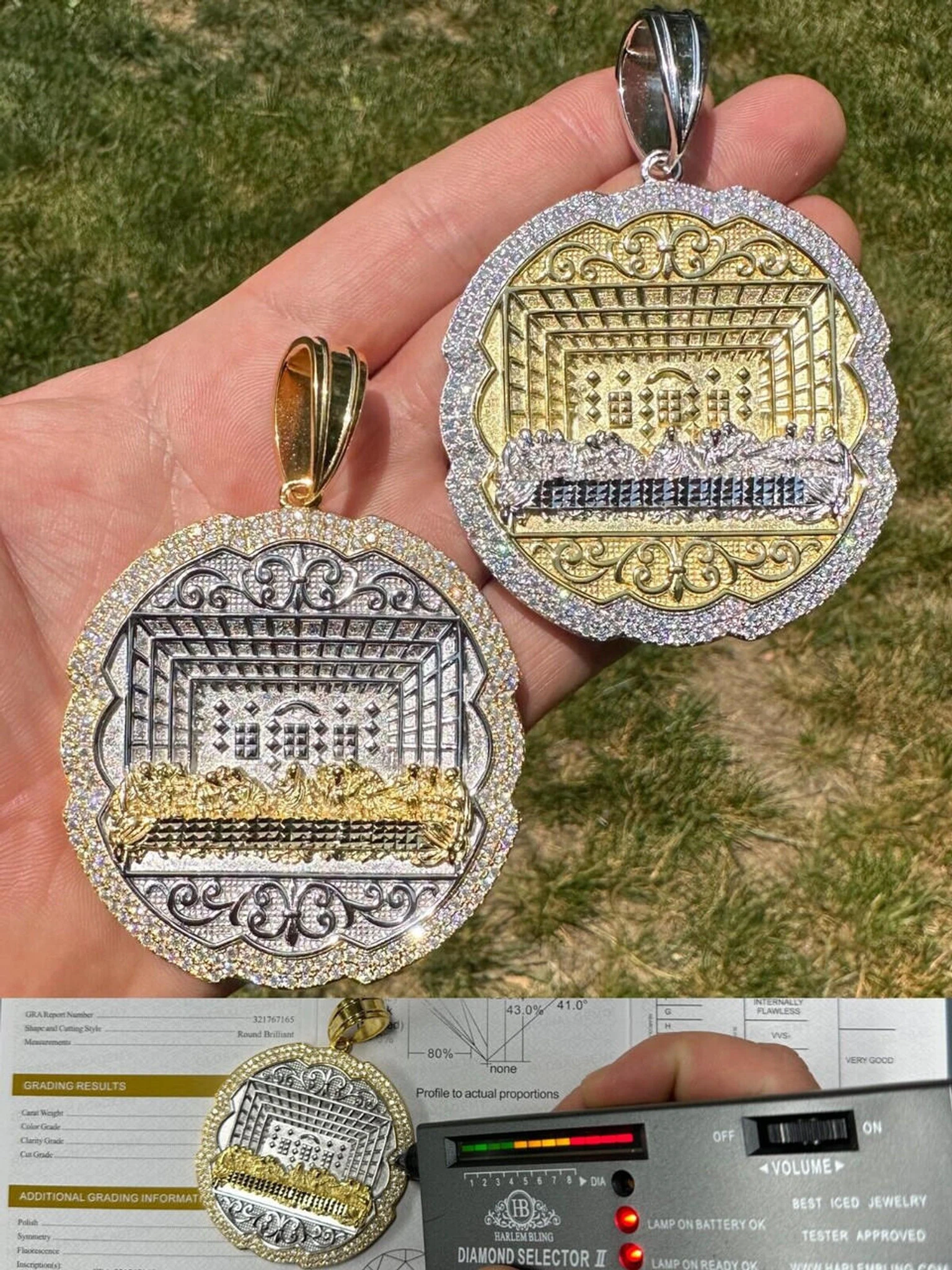 Large MOISSANITE 925 Silver Iced Jesus Last Supper Pendant Necklace Medallion 3 Large MOISSANITE 925 Silver Iced Jesus Last Supper Pendant Necklace Medallion