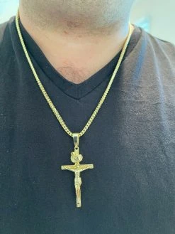 LARGE Real 925 Sterling Silver Plain Gold Cross Jesus Crucifix Pendant Necklace 20 LARGE Real 925 Sterling Silver Plain Gold Cross Jesus Crucifix Pendant Necklace -Harlem Bling Shop italiano silver inc large real 925 sterling silver plain gold cross jesus crucifix pendant necklace 31551.1664398444