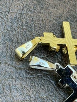 LARGE Real 925 Sterling Silver Plain Gold Cross Jesus Crucifix Pendant Necklace 25 LARGE Real 925 Sterling Silver Plain Gold Cross Jesus Crucifix Pendant Necklace -Harlem Bling Shop italiano silver inc large real 925 sterling silver plain gold cross jesus crucifix pendant necklace 36537.1664380104