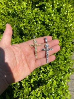 LARGE Real 925 Sterling Silver Plain Gold Cross Jesus Crucifix Pendant Necklace 19 LARGE Real 925 Sterling Silver Plain Gold Cross Jesus Crucifix Pendant Necklace -Harlem Bling Shop italiano silver inc large real 925 sterling silver plain gold cross jesus crucifix pendant necklace 50473.1664400590