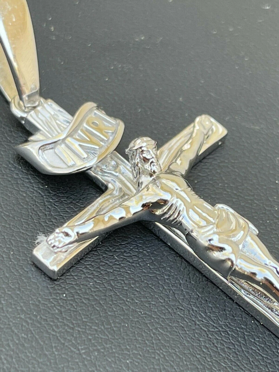 LARGE Real 925 Sterling Silver Plain Gold Cross Jesus Crucifix Pendant Necklace 6 LARGE Real 925 Sterling Silver Plain Gold Cross Jesus Crucifix Pendant Necklace - Image 4