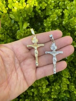 LARGE Real 925 Sterling Silver Plain Gold Cross Jesus Crucifix Pendant Necklace 21 LARGE Real 925 Sterling Silver Plain Gold Cross Jesus Crucifix Pendant Necklace -Harlem Bling Shop italiano silver inc large real 925 sterling silver plain gold cross jesus crucifix pendant necklace 75327.1664376122