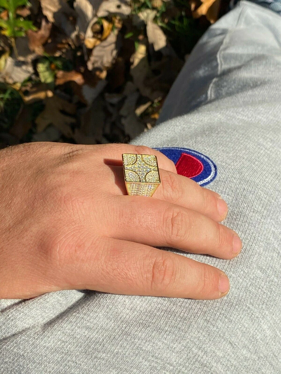 Large Real Solid 925 Sterling Silver 14k Gold Mens Diamond Ring Hip Hop Iced 10 Large Real Solid 925 Sterling Silver 14k Gold Mens Diamond Ring Hip Hop Iced - Image 8