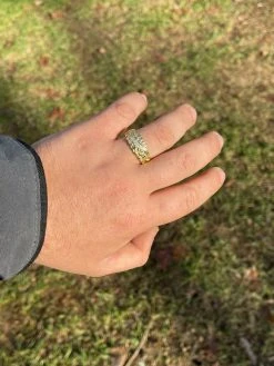 Men REAL Solid 925 Sterling Silver & 14k Gold Nugget Band Ring W. Iced Claw Mark 19 Men REAL Solid 925 Sterling Silver & 14k Gold Nugget Band Ring W. Iced Claw Mark -Harlem Bling Shop italiano silver inc men real solid 925 sterling silver and 14k gold nugget band ring w iced claw mark 46556.1664395452