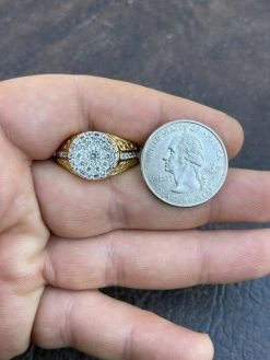 Men's 14k Gold & Real 925 Sterling Silver Iced Diamond Nugget Micropave Ring -Harlem Bling Shop italiano silver inc mens 14k gold and real 925 sterling silver iced diamond nugget micropave ring 35440.1664373344