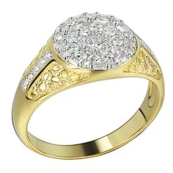 Men's 14k Gold & Real 925 Sterling Silver Iced Diamond Nugget Micropave Ring -Harlem Bling Shop italiano silver inc mens 14k gold and real 925 sterling silver iced diamond nugget micropave ring 52903.1664391782