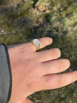 Men's 14k Gold & Real 925 Sterling Silver Iced Diamond Nugget Micropave Ring -Harlem Bling Shop italiano silver inc mens 14k gold and real 925 sterling silver iced diamond nugget micropave ring 60299.1664371472