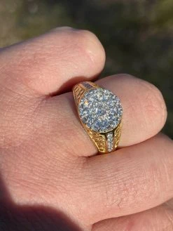 Men's 14k Gold & Real 925 Sterling Silver Iced Diamond Nugget Micropave Ring -Harlem Bling Shop italiano silver inc mens 14k gold and real 925 sterling silver iced diamond nugget micropave ring 69307.1664373479