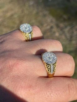 Men's 14k Gold & Real 925 Sterling Silver Iced Diamond Nugget Micropave Ring -Harlem Bling Shop italiano silver inc mens 14k gold and real 925 sterling silver iced diamond nugget micropave ring 76969.1664399174