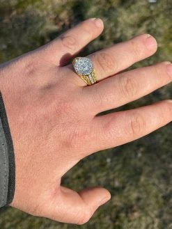 Men's 14k Gold & Real 925 Sterling Silver Iced Diamond Nugget Micropave Ring -Harlem Bling Shop italiano silver inc mens 14k gold and real 925 sterling silver iced diamond nugget micropave ring 78508.1664389593