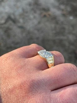 Men's 14k Gold & Real 925 Sterling Silver Iced Diamond Solitaire Pinky Ring Band -Harlem Bling Shop italiano silver inc mens 14k gold and real 925 sterling silver iced diamond solitaire pinky ring band 35477.1664372060