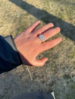 Men's 14k Gold & Real 925 Sterling Silver Iced Diamond Solitaire Pinky Ring Band -Harlem Bling Shop italiano silver inc mens 14k gold and real 925 sterling silver iced diamond solitaire pinky ring band 87485.1664378035