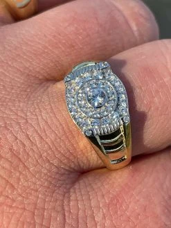 Men's 14k Gold & Real 925 Sterling Silver Iced Diamond Solitaire Pinky Ring Band -Harlem Bling Shop italiano silver inc mens 14k gold and real 925 sterling silver iced diamond solitaire pinky ring band 89553.1664375600