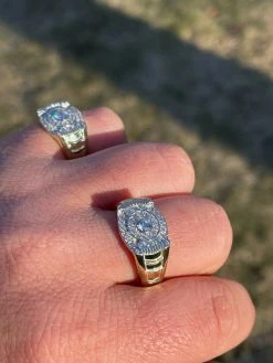 Men's 14k Gold & Real 925 Sterling Silver Iced Diamond Solitaire Pinky Ring Band -Harlem Bling Shop italiano silver inc mens 14k gold and real 925 sterling silver iced diamond solitaire pinky ring band 90898.1664391050