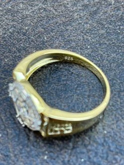 Men's 14k Gold & Real 925 Sterling Silver Iced Diamond Solitaire Pinky Ring -Harlem Bling Shop italiano silver inc mens 14k gold and real 925 sterling silver iced diamond solitaire pinky ring 14792.1664372385