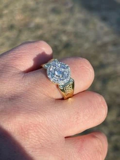 Men's 14k Gold & Real 925 Sterling Silver Iced Diamond Solitaire Pinky Ring -Harlem Bling Shop italiano silver inc mens 14k gold and real 925 sterling silver iced diamond solitaire pinky ring 22144.1664394634