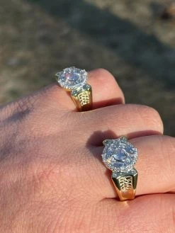 Men's 14k Gold & Real 925 Sterling Silver Iced Diamond Solitaire Pinky Ring -Harlem Bling Shop italiano silver inc mens 14k gold and real 925 sterling silver iced diamond solitaire pinky ring 48791.1664388979