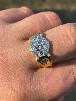 Men's 14k Gold & Real 925 Sterling Silver Iced Diamond Solitaire Pinky Ring -Harlem Bling Shop italiano silver inc mens 14k gold and real 925 sterling silver iced diamond solitaire pinky ring 68602.1664394574