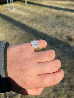 Men's 14k Gold & Real 925 Sterling Silver Iced Diamond Solitaire Pinky Ring -Harlem Bling Shop italiano silver inc mens 14k gold and real 925 sterling silver iced diamond solitaire pinky ring 86287.1664384869