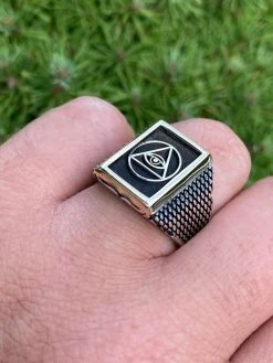 Mens 14k Gold & Real Solid 925 Silver All Seeing Eye Of Providence Masonic Ring -Harlem Bling Shop italiano silver inc mens 14k gold and real solid 925 silver all seeing eye of providence masonic ring 15485.1665671113