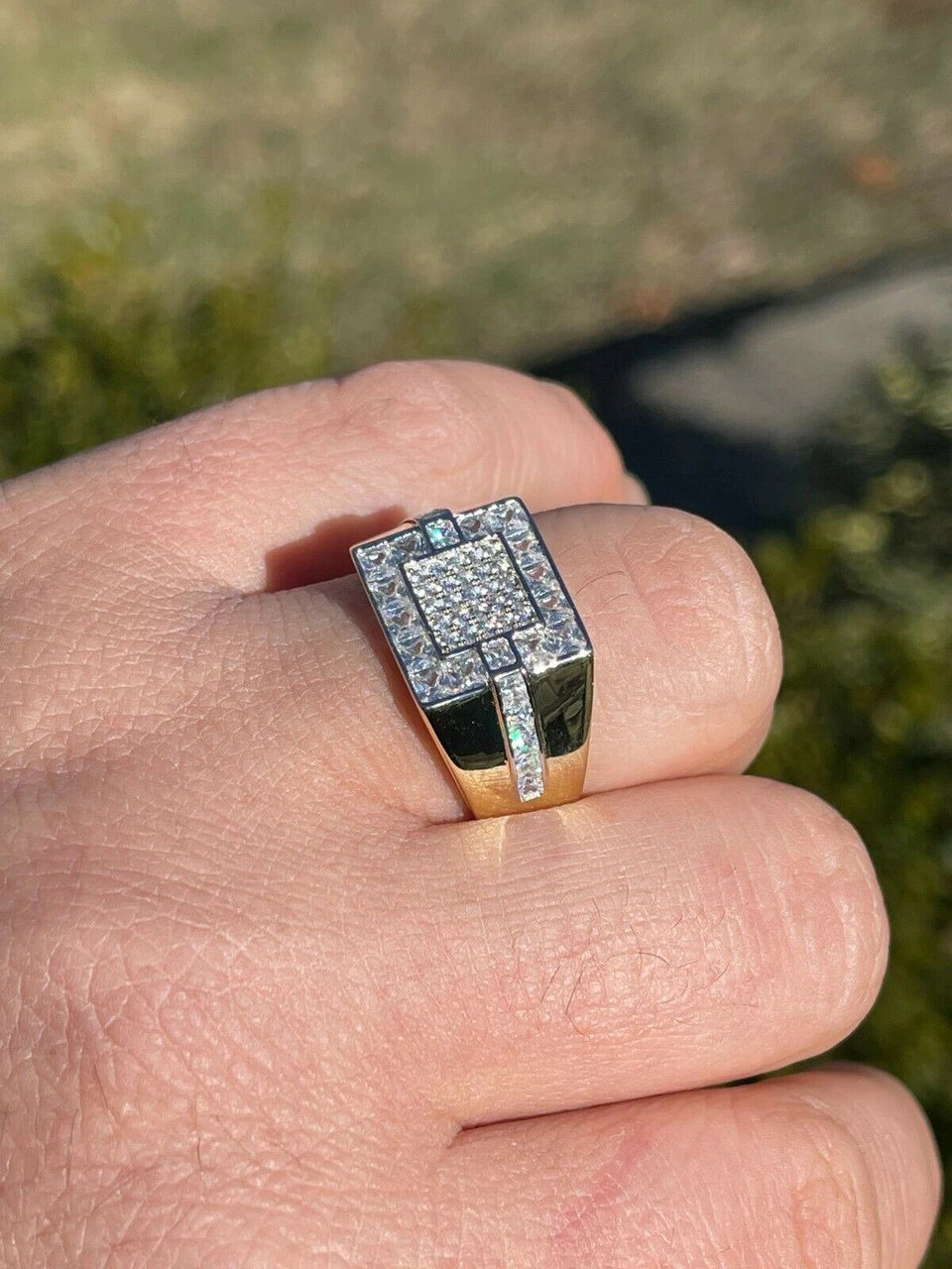 Mens 14k Gold & Real Solid 925 Silver Diamond RING Size 6 7 8 9 10 11 12 Pinky 9 Mens 14k Gold & Real Solid 925 Silver Diamond RING Size 6 7 8 9 10 11 12 Pinky - Image 7