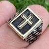 Mens 14k Gold & Real Solid 925 Sterling Silver Christian Cross Ring Oxidized 1 Mens 14k Gold & Real Solid 925 Sterling Silver Christian Cross Ring Oxidized -Harlem Bling Shop italiano silver inc mens 14k gold and real solid 925 sterling silver christian cross ring oxidized 67041.1664394947