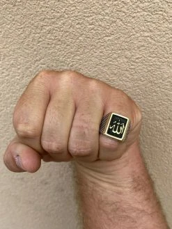 Mens 14k Gold & Real Solid 925 Sterling Silver Islamic Allah Muslim Arabic Ring -Harlem Bling Shop italiano silver inc mens 14k gold and real solid 925 sterling silver islamic allah muslim arabic ring 71618.1664396159
