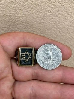 Mens 14k Gold & Real Solid 925 Sterling Silver Jewish Star Of Magen David Ring -Harlem Bling Shop italiano silver inc mens 14k gold and real solid 925 sterling silver jewish star of magen david ring 32761.1664382509