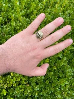 Mens 14k Gold Over Real 925 Sterling Silver Ring Punisher Terminator Half Skull -Harlem Bling Shop italiano silver inc mens 14k gold over real 925 sterling silver ring punisher terminator half skull 23161.1664379126