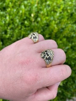Mens 14k Gold Over Real 925 Sterling Silver Ring Punisher Terminator Half Skull -Harlem Bling Shop italiano silver inc mens 14k gold over real 925 sterling silver ring punisher terminator half skull 43447.1664379253