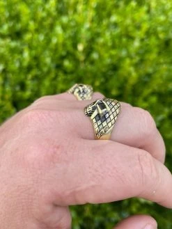 Mens 14k Gold Over Real 925 Sterling Silver Ring Punisher Terminator Half Skull -Harlem Bling Shop italiano silver inc mens 14k gold over real 925 sterling silver ring punisher terminator half skull 57643.1664394939