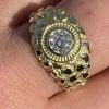 Mens 14k Gold Over REAL Solid 925 Silver Nugget Ring Solitaire Iced Diamonds -Harlem Bling Shop italiano silver inc mens 14k gold over real solid 925 silver nugget ring solitaire iced diamonds 54480.1664384099