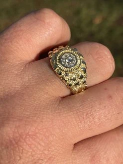 Mens 14k Gold Over REAL Solid 925 Silver Nugget Ring Solitaire Iced Diamonds 25 Mens 14k Gold Over REAL Solid 925 Silver Nugget Ring Solitaire Iced Diamonds -Harlem Bling Shop italiano silver inc mens 14k gold over real solid 925 silver nugget ring solitaire iced diamonds 72743.1664391709