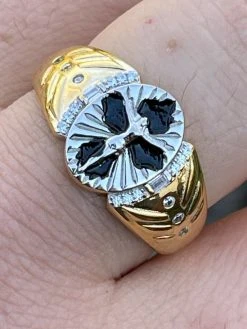 Mens 14k Gold Over Real Solid 925 Sterling Silver Jesus Christ Cross Ring Pinky -Harlem Bling Shop italiano silver inc mens 14k gold over real solid 925 sterling silver jesus christ cross ring pinky 04043.1664372261