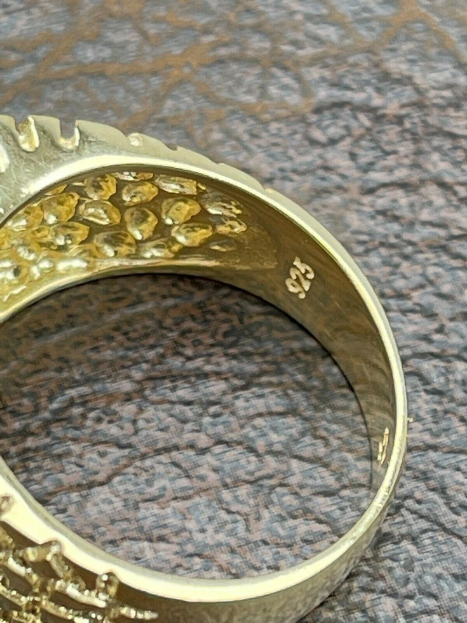 Men's 14k Gold Over Real Solid Sterling Silver Nugget Ring Solitaire CZ Hip Hop 14 Men's 14k Gold Over Real Solid Sterling Silver Nugget Ring Solitaire CZ Hip Hop - Image 12