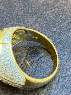 Men's 14k Gold Over Solid 925 Sterling Silver Big Diamond Solitaire RING Pinky 24 Men's 14k Gold Over Solid 925 Sterling Silver Big Diamond Solitaire RING Pinky -Harlem Bling Shop italiano silver inc mens 14k gold over solid 925 sterling silver big diamond solitaire ring pinky 55594.1664377839