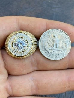 Men's 14k Gold Over Solid 925 Sterling Silver Big Diamond Solitaire RING Pinky 23 Men's 14k Gold Over Solid 925 Sterling Silver Big Diamond Solitaire RING Pinky -Harlem Bling Shop italiano silver inc mens 14k gold over solid 925 sterling silver big diamond solitaire ring pinky 63809.1664389656