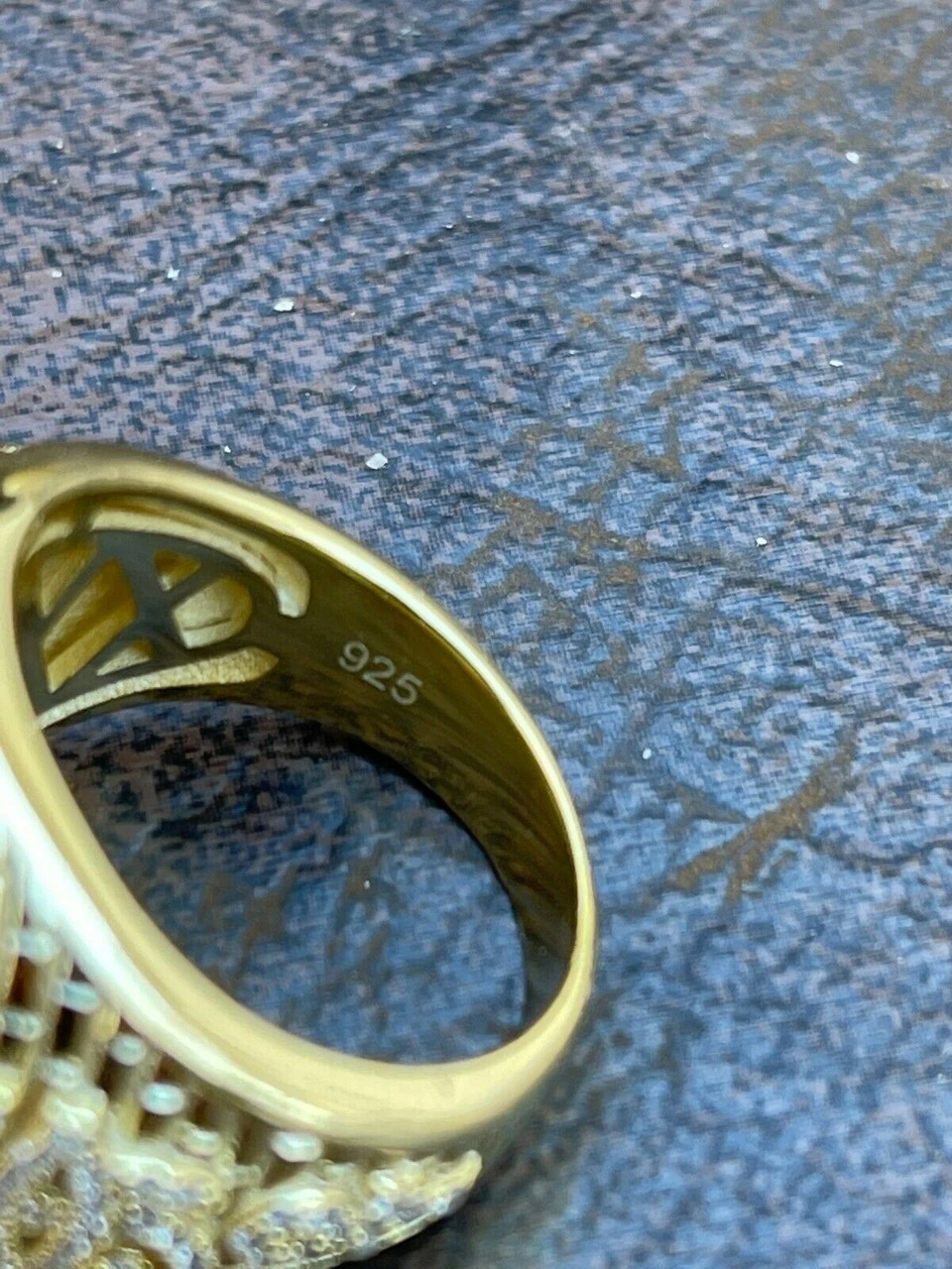 Men's 14k Gold Over Solid 925 Sterling Silver Egyptian King Pharaoh Iced Ring 14 Men's 14k Gold Over Solid 925 Sterling Silver Egyptian King Pharaoh Iced Ring - Image 12