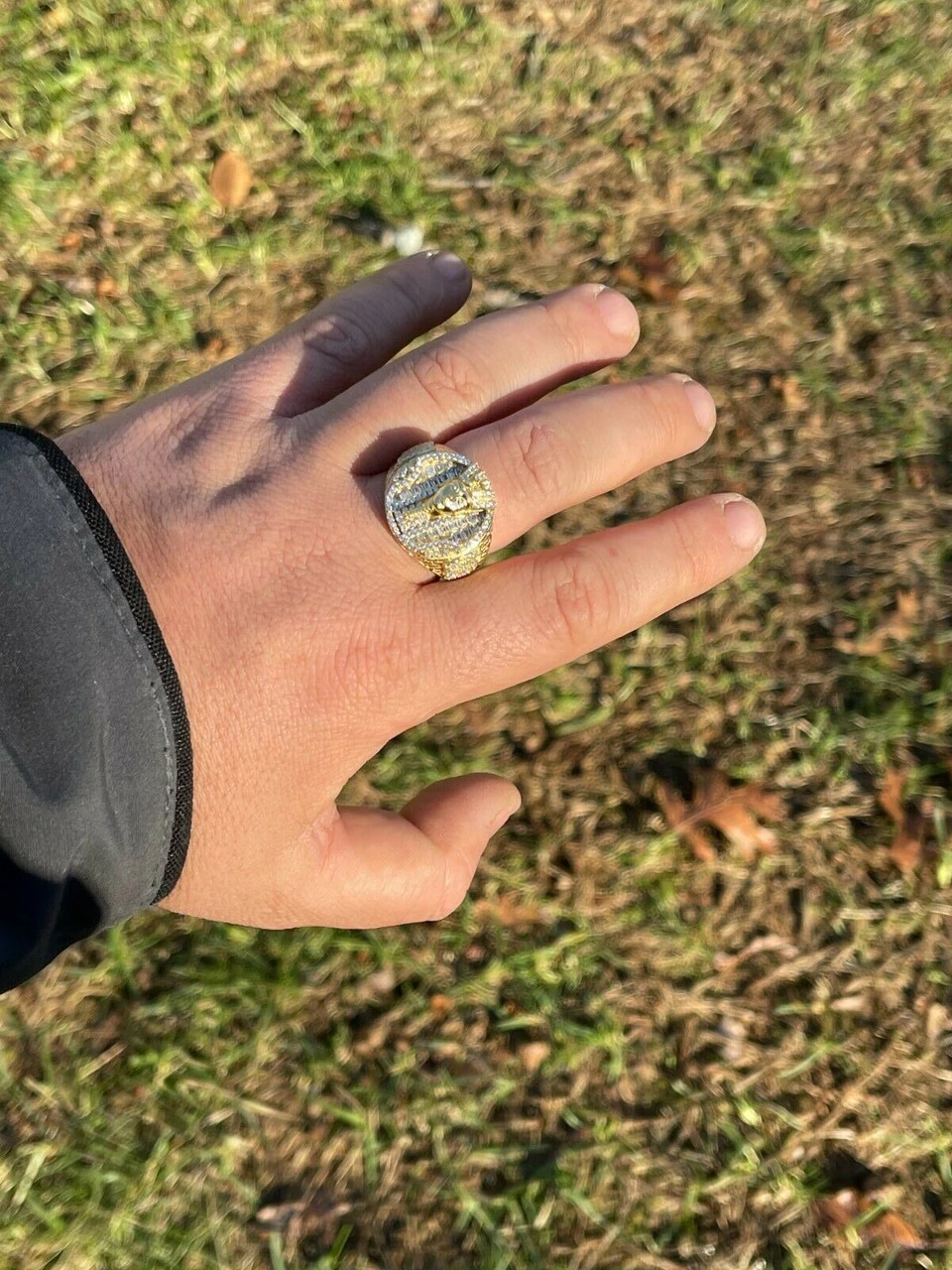 Men's 14k Gold Over Solid 925 Sterling Silver Egyptian King Pharaoh Iced Ring 10 Men's 14k Gold Over Solid 925 Sterling Silver Egyptian King Pharaoh Iced Ring - Image 8