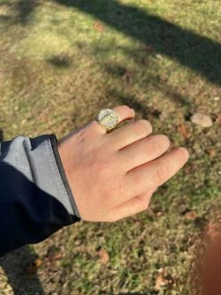 Men's 14k Gold Over Solid 925 Sterling Silver Iced Jesus Cross Nugget Ring Pinky -Harlem Bling Shop italiano silver inc mens 14k gold over solid 925 sterling silver iced jesus cross nugget ring pinky 92620.1664374682