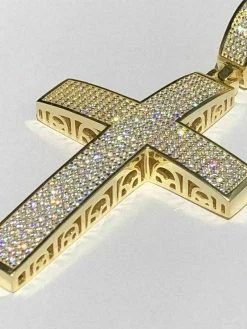 Men’s 14k Yellow Gold Over Solid 925 Silver Large Cross Real MOISSANITE 2x1.5” 17 Men’s 14k Yellow Gold Over Solid 925 Silver Large Cross Real MOISSANITE 2x1.5” -Harlem Bling Shop italiano silver inc mens 14k yellow gold over solid 925 silver large cross real moissanite 2x1.5 27941.1664373127