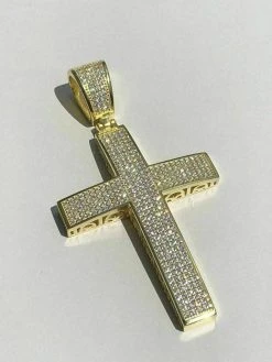 Men’s 14k Yellow Gold Over Solid 925 Silver Large Cross Real MOISSANITE 2x1.5” 24 Men’s 14k Yellow Gold Over Solid 925 Silver Large Cross Real MOISSANITE 2x1.5” -Harlem Bling Shop italiano silver inc mens 14k yellow gold over solid 925 silver large cross real moissanite 2x1.5 70736.1664390841