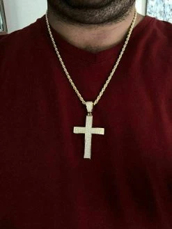 Men’s 14k Yellow Gold Over Solid 925 Silver Large Cross Real MOISSANITE 2x1.5” 23 Men’s 14k Yellow Gold Over Solid 925 Silver Large Cross Real MOISSANITE 2x1.5” -Harlem Bling Shop italiano silver inc mens 14k yellow gold over solid 925 silver large cross real moissanite 2x1.5 86016.1664398281