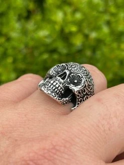 Men's 925 Sterling Silver Calavera Day Of Dead Sugar Flower Skull Death Ring 27 Men's 925 Sterling Silver Calavera Day Of Dead Sugar Flower Skull Death Ring -Harlem Bling Shop italiano silver inc mens 925 sterling silver calavera day of dead sugar flower skull death ring 61698.1664393469