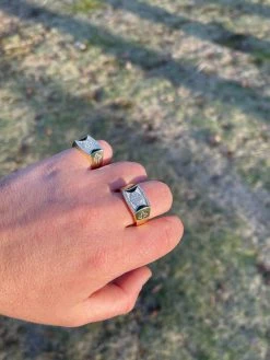 Mens Bling Gold Vermeil Over Solid 925 Silver Two Tone Cross Iced CZ Ring Drip -Harlem Bling Shop italiano silver inc mens bling gold vermeil over solid 925 silver two tone cross iced cz ring drip 54261.1664373012