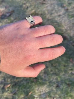 Mens Bling Solid 925 Sterling Silver & 14k Gold Two Tone Cross Iced CZ Ring Drip -Harlem Bling Shop italiano silver inc mens bling solid 925 sterling silver and 14k gold two tone cross iced cz ring drip 07170.1664393477