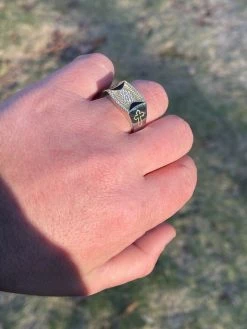 Mens Bling Solid 925 Sterling Silver & 14k Gold Two Tone Cross Iced CZ Ring Drip -Harlem Bling Shop italiano silver inc mens bling solid 925 sterling silver and 14k gold two tone cross iced cz ring drip 89902.1664387246