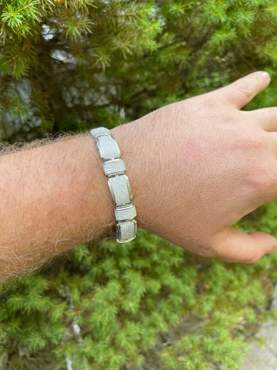 Men's Custom Link Bracelet Real 925 Silver Iced MOISSANITE Pass Diamond Tester 9 Men's Custom Link Bracelet Real 925 Silver Iced MOISSANITE Pass Diamond Tester - Image 7