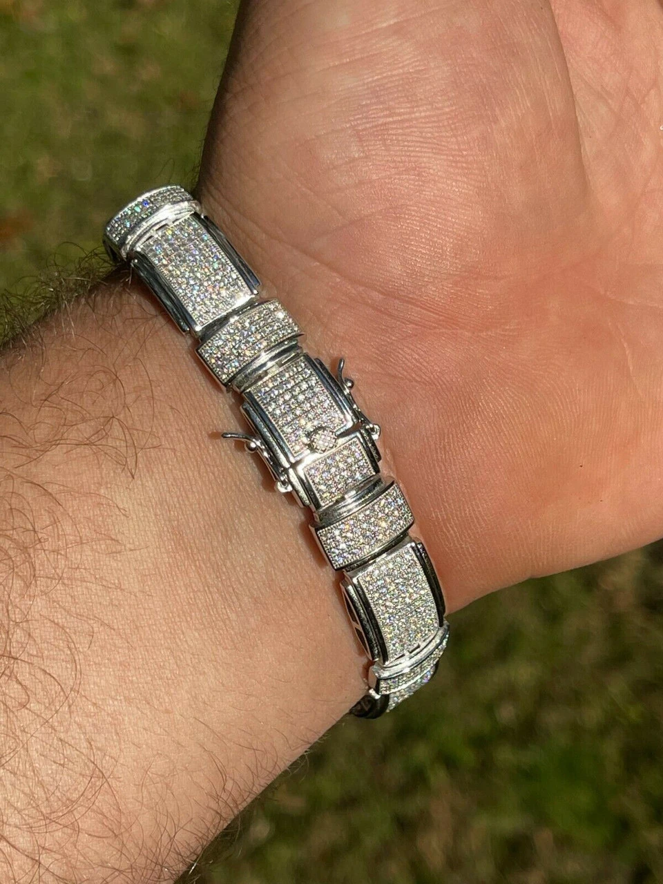 Men's Custom Link Bracelet Real 925 Silver Iced MOISSANITE Pass Diamond Tester 5 Men's Custom Link Bracelet Real 925 Silver Iced MOISSANITE Pass Diamond Tester - Image 3